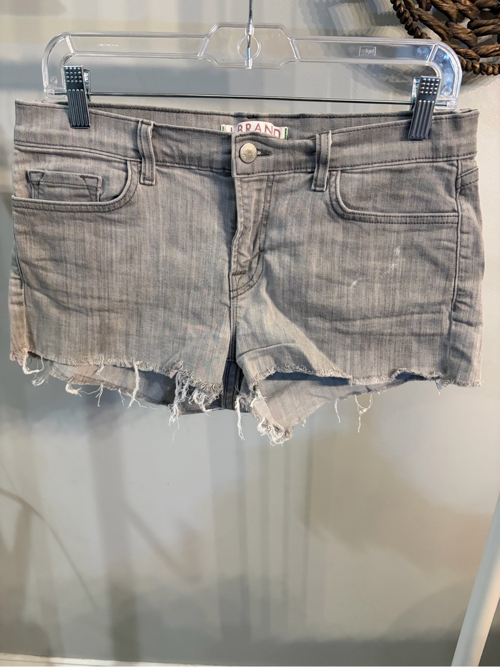 J Brand Gray Frayed Hem Denim Cutoff Shorts size 29